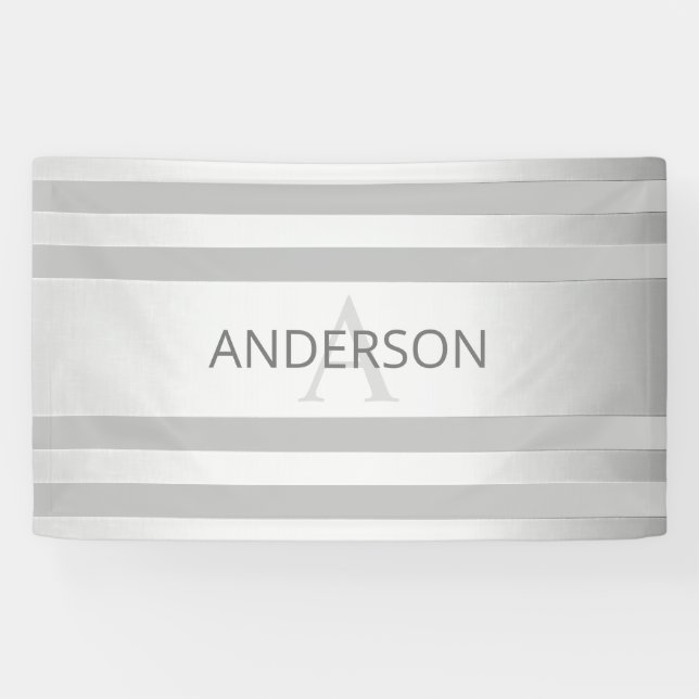 Banderoles Contemporain Faux Argent Ombre Gris (Horizontal)