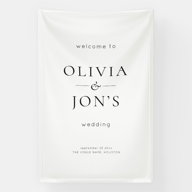 Banderoles Contemporary Black and White Wedding Welcome  (Verticale)