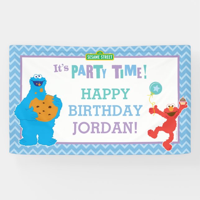Banderoles Cookie Monster et Elmo Anniversaire (Horizontal)