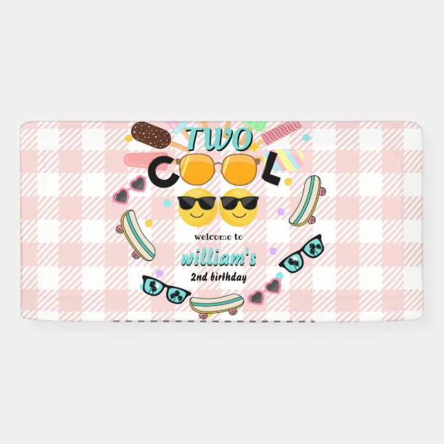 Banderoles cool garçon mignon été doux deux cool 2e anniversa (Horizontal)