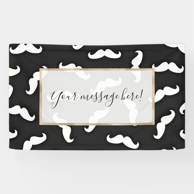 Banderoles Cool moderne Noir Blanc Mustache Motif (Horizontal)