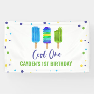 Banderoles Cool Un 1er anniversaire Ice Pop bleu vert