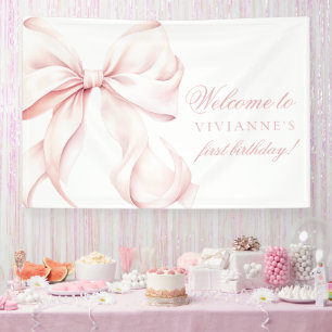 Banderoles Coquette Bow rose Fille 1er anniversaire