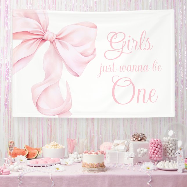 Banderoles Coquette Bow rose Fille 1er anniversaire (Fête)