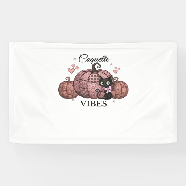 Banderoles Coquette Citrouille rose Chat classique T-shirt (Horizontal)