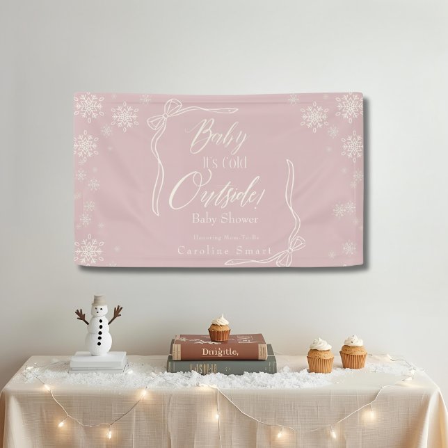 Banderoles Coquette hiver Pink Baby il fait froid (Winter Coquette Blue Baby it's cold Banner)
