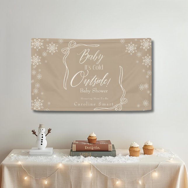 Banderoles Coquette hiver Taupe Baby il fait froid (Winter Coquette Taupe Baby it's cold Banner)