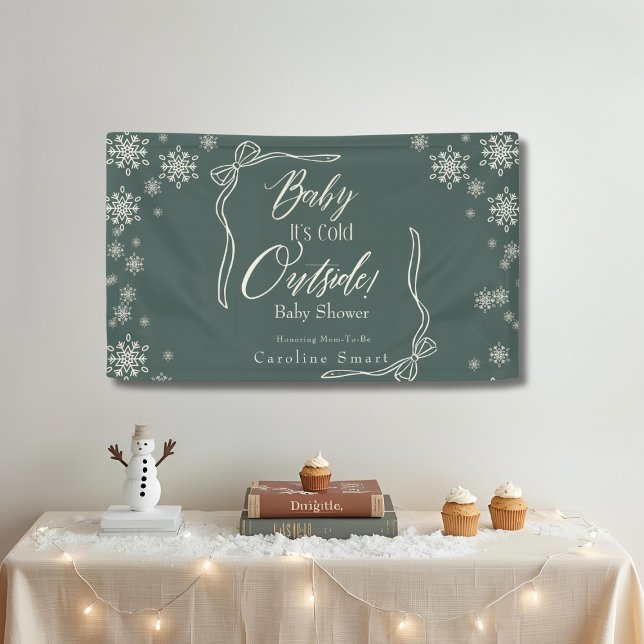 Banderoles Coquette hiver vert bébé il fait froid (Winter Coquette green Baby it's cold Banner)