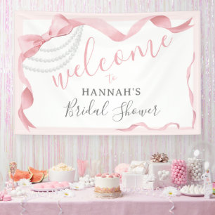 Banderoles Coquette Pink Bow & Pearl Fête des mariées moderne