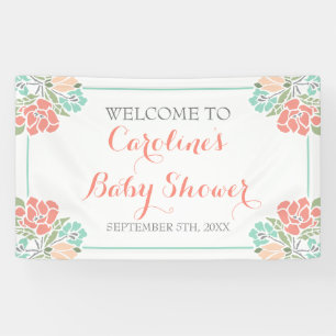 Banderoles Corail et baby shower floraux de Teal