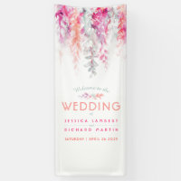 Corail vivant, rose, vert mariage art bienvenue