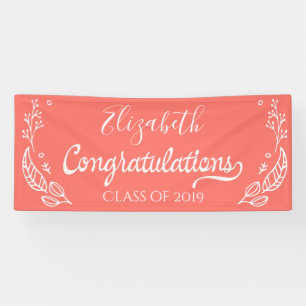 Banderoles Coral Elegant Chic Graduation Class de 2019
