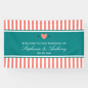 Banderoles Coral rose, blanc et Mariage Turquoise