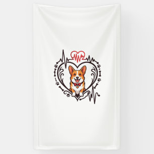 Banderoles Corgi Chien Coeur Battement de coeur Ekg Nœud papi