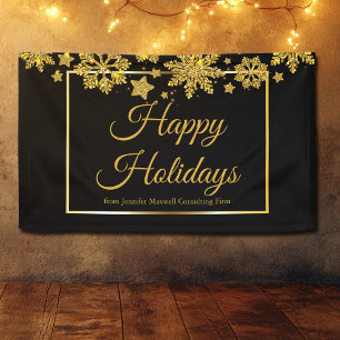 Banderoles Corporate Happy Holidays Chic Black Gold Party
