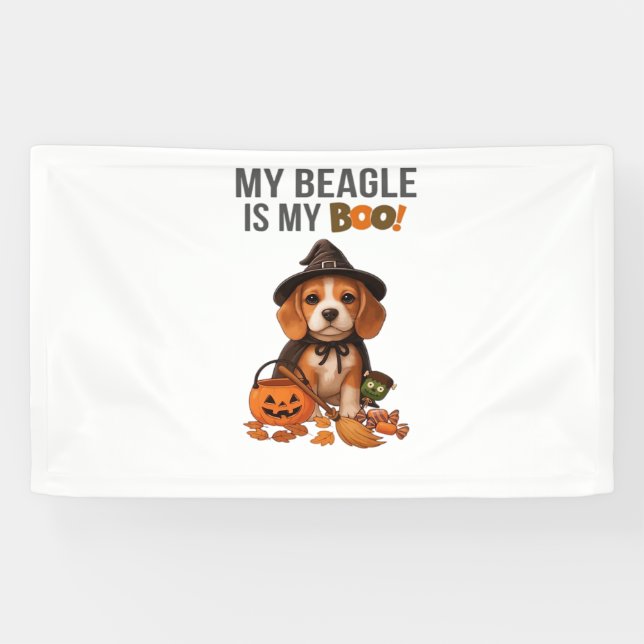 Banderoles Costume d'Halloween beagle Mon Beagle est Mon Chie (Horizontal)