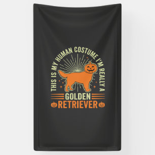 Banderoles Costume Humain Halloween Golden Retriever Vintage 