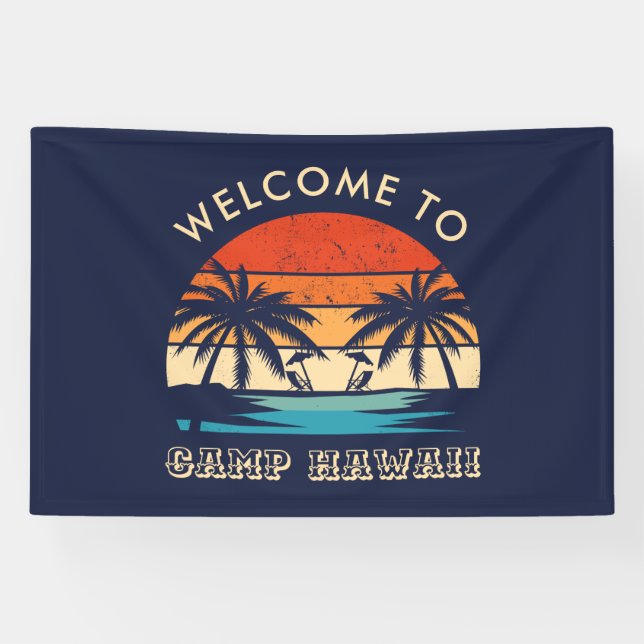 Banderoles Coucher de soleil rétro Hawaii Beach Party (Horizontal)