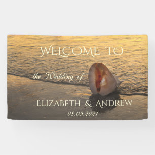 Banderoles Coucher de soleil sur la plage Coquillage Mariage