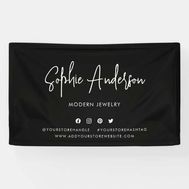 Banderoles Couleur personnalisée Script moderne Social Media  (Horizontal)