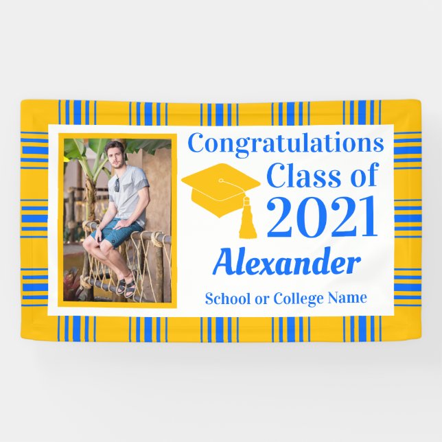 Banderoles Couleurs de l'école bleu doré (Horizontal)