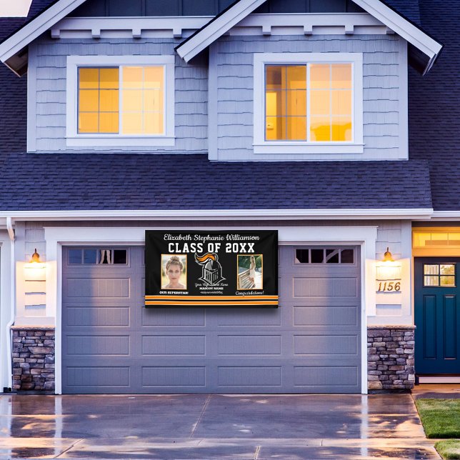 Banderoles Couleurs de l'école Noir et Orange Graduation (Créateur téléchargé)