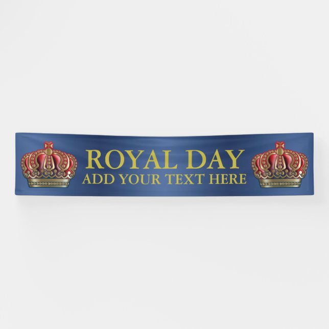 Banderoles Couronne de la Croix Royale - Bleu Or (Horizontal)