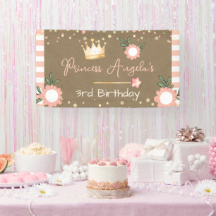 Banderoles Couronne de princesse rose petite fille anniversai
