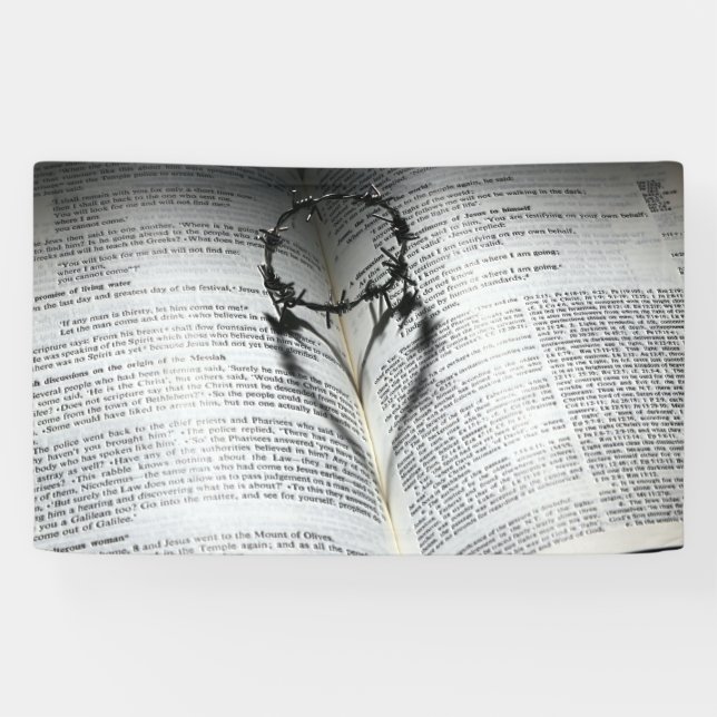 Banderoles Couronne d'épines Coeur et Bible (Horizontal)