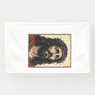 Banderoles Couronne d'épines vintage portrait religieux art v