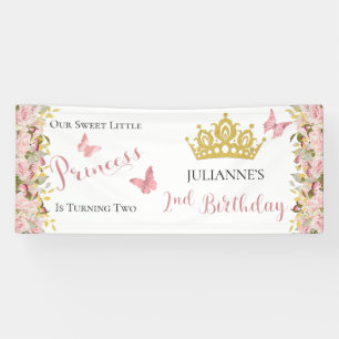 Banderoles Couronne   Papillons Floral Princesse 2e anniversa