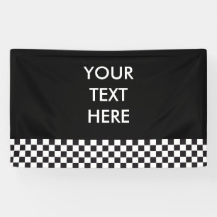 Banderoles Courses d'automobiles/motif d'échecs + votre