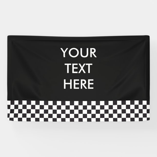 Banderoles Courses d'automobiles/motif d'échecs + votre (Horizontal)