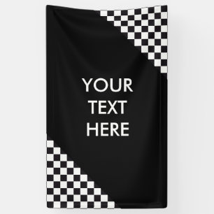 Banderoles Courses d'automobiles/motif d'échecs + votre