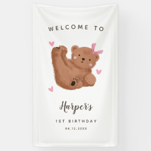Banderoles Coute Cub Bear Girl Birthday Party Bienvenue 