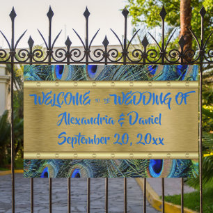 Banderoles Coutume Grand Or & Peacock Feather Welcome Etc.