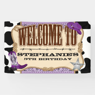 Banderoles Cow-girl, anniversaire pourpre, accueil