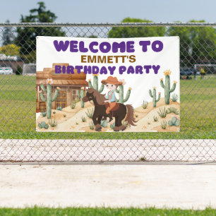 Banderoles Cowboy à cheval fête d'anniversaire Bienvenue