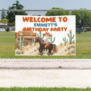 Banderoles Cowboy à cheval fête d'anniversaire Bienvenue