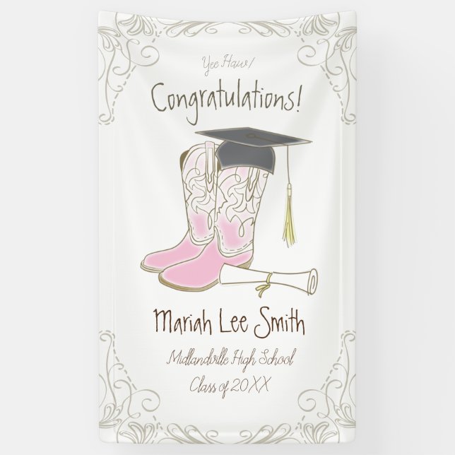 Banderoles Cowboy Cowgirl Graduation Country Western Party (Vertical)