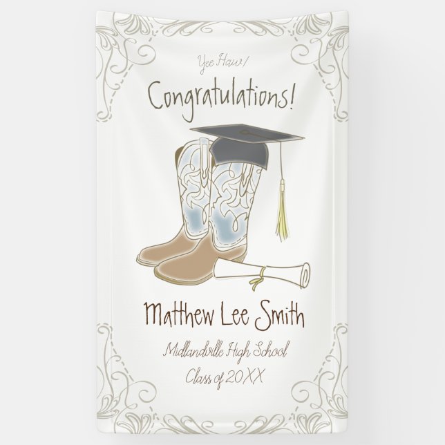 Banderoles Cowboy Cowgirl Graduation Country Western Party (Vertical)