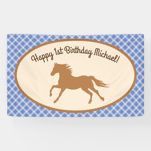 Banderoles Cowboy Horse Pony Cute 1er Anniversaire Thème de f (Horizontal)