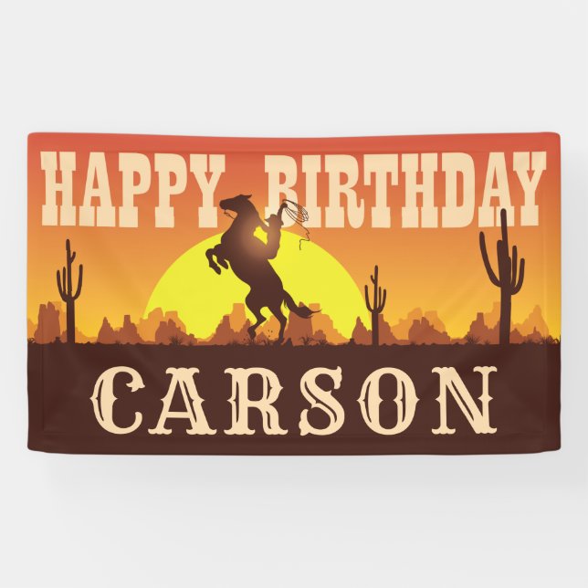 Banderoles Cowboy Rodeo Wild West N'importe quel âge, Joyeux  (Horizontal)