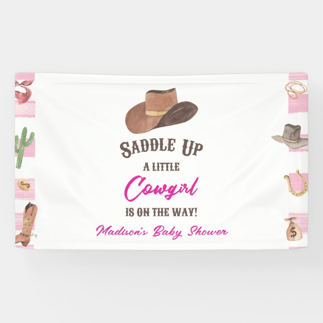 Banderoles Cowgirl Western Rodeo Wild West Baby shower (Horizontal)