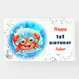 Banderoles Crab Beach Pool Party Summer Boy 1er anniversaire