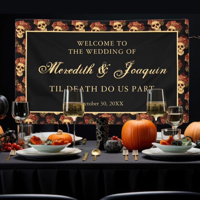 Banderoles Crâne gothique Bienvenue à notre Mariage d'Hallowe (Créateur téléchargé)