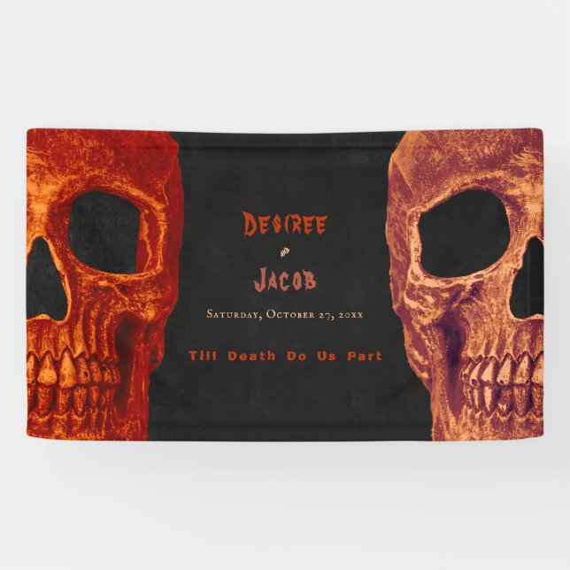Banderoles Crâne gothique Orange Black Halloween (Horizontal)