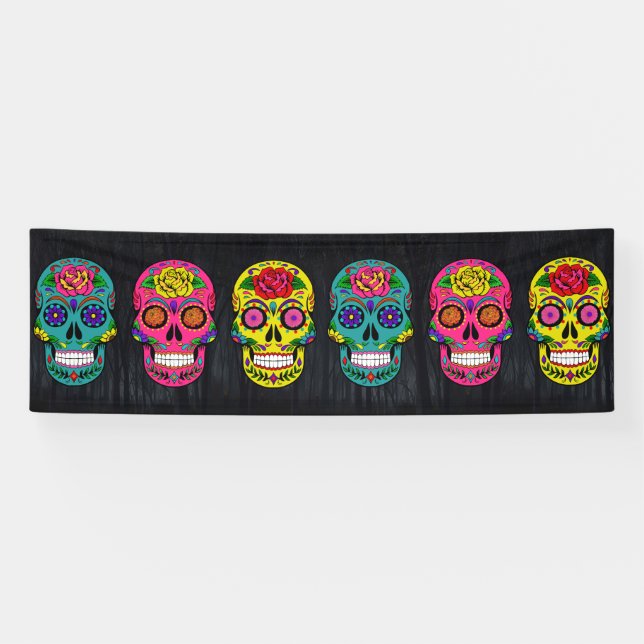 Banderoles Crânes de Día de los Muertos Sugar (Horizontal)