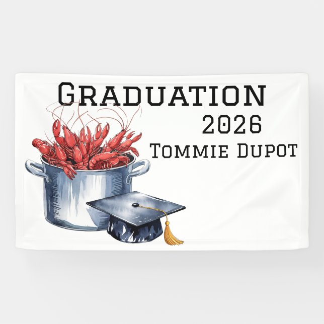 Banderoles Crawfish & Casquettes : Une fête de graduation en  (Horizontal)