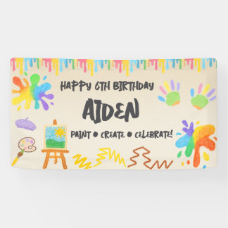 Banderoles Crayon modifiable de style – Peinture et palette a